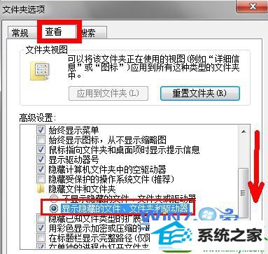选中“显示隐藏的文件、文件夹和驱动器”项 win10系统中word发送错误打不开的解决方法